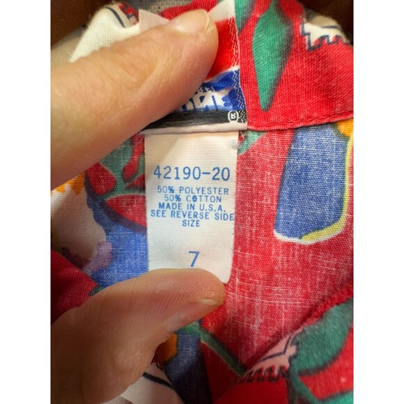 Vintage Stone Apparel Kids Boys Button-Up Shirt Size 7 Red Panama Toucan Casual - Picture 3 of 11